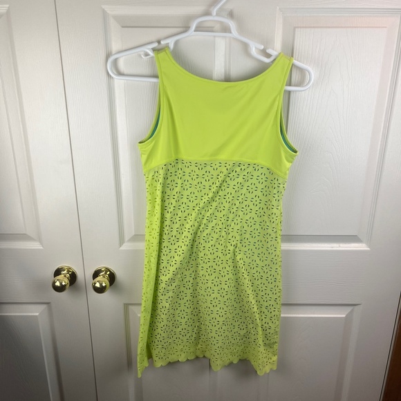 Title Nine Nimblene Laser Cut Illusion Sleeveless Dress Yellow  Medium - Picture 3 of 4